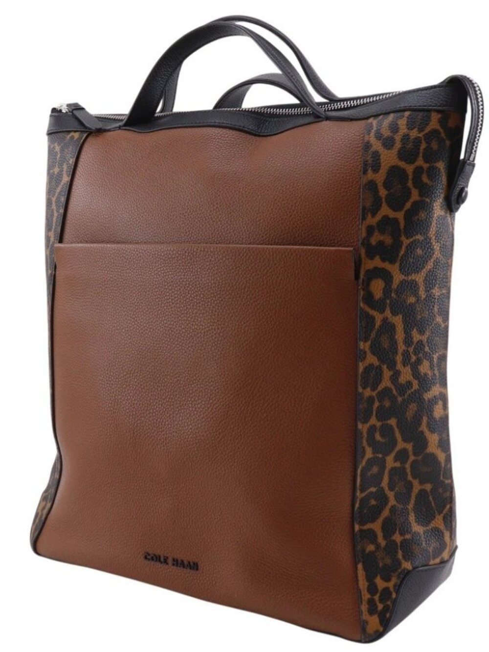 COLE HAAN Grand Ambition Handbag 3WAYTote Bag Leopard Pattern Brown / blac... - Picture 2 of 11